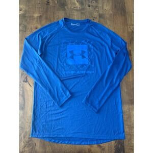 EUC Mens Under Armour long sleeve blue tshirt loose fit heatgear‎ size S